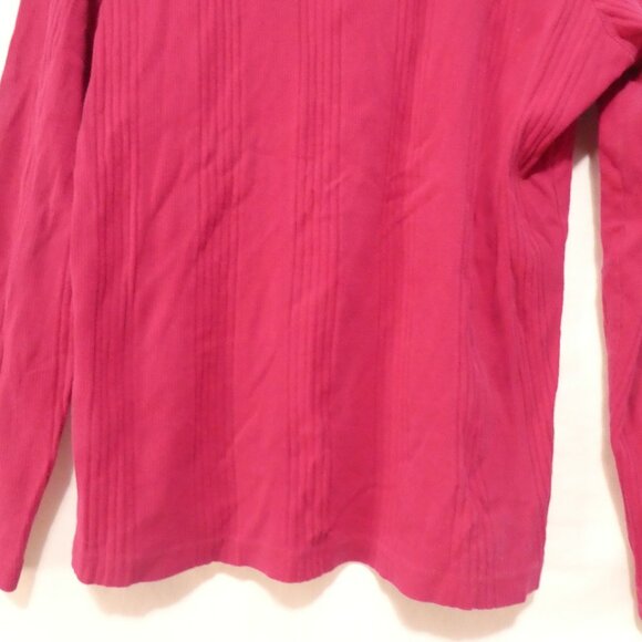 LAND'S END | medium (10-12) | Ribbed Pink Cotton Long Sleeve Pullover Shirt - Picture 14 of 16